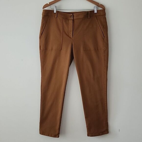 Eileen Fisher Soft Organic Cotton Twill Ankle Pants Rust Brown Size 12 bx27 - Picture 6 of 6